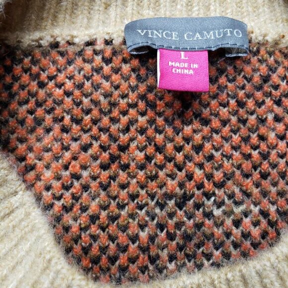 Vince Camuto Black Cat Pumpkin Sweater Tan Women’s Size L Fall Autumn - Picture 3 of 7